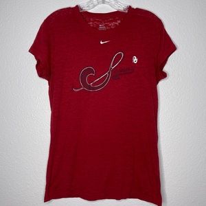 Nike Oklahoma Sooners Red Burnout T‎ Shirt Size L